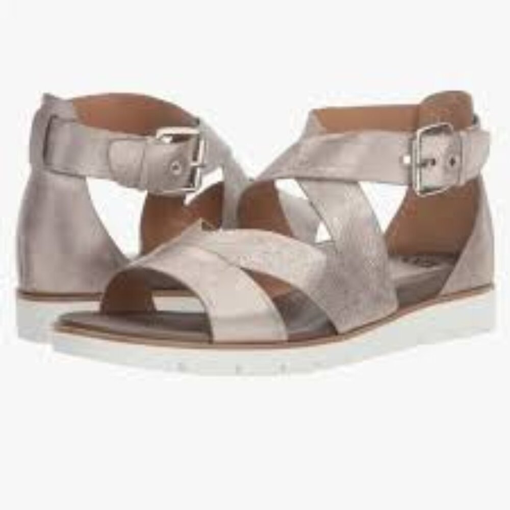 SOFFT  Mirabelle  New Women's Anthracite Metallic Leather Sandals, Size 7.5